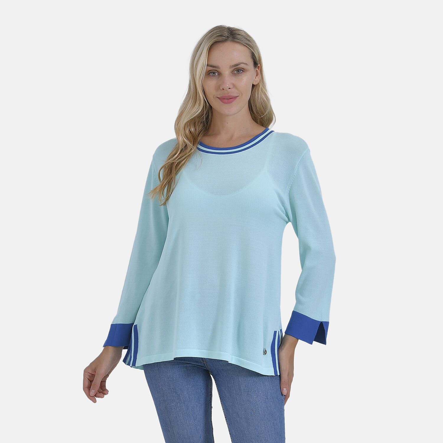 La Marey Round Neck Quarter Sleeve Jersey Top (Size 24 to 26) - Green
