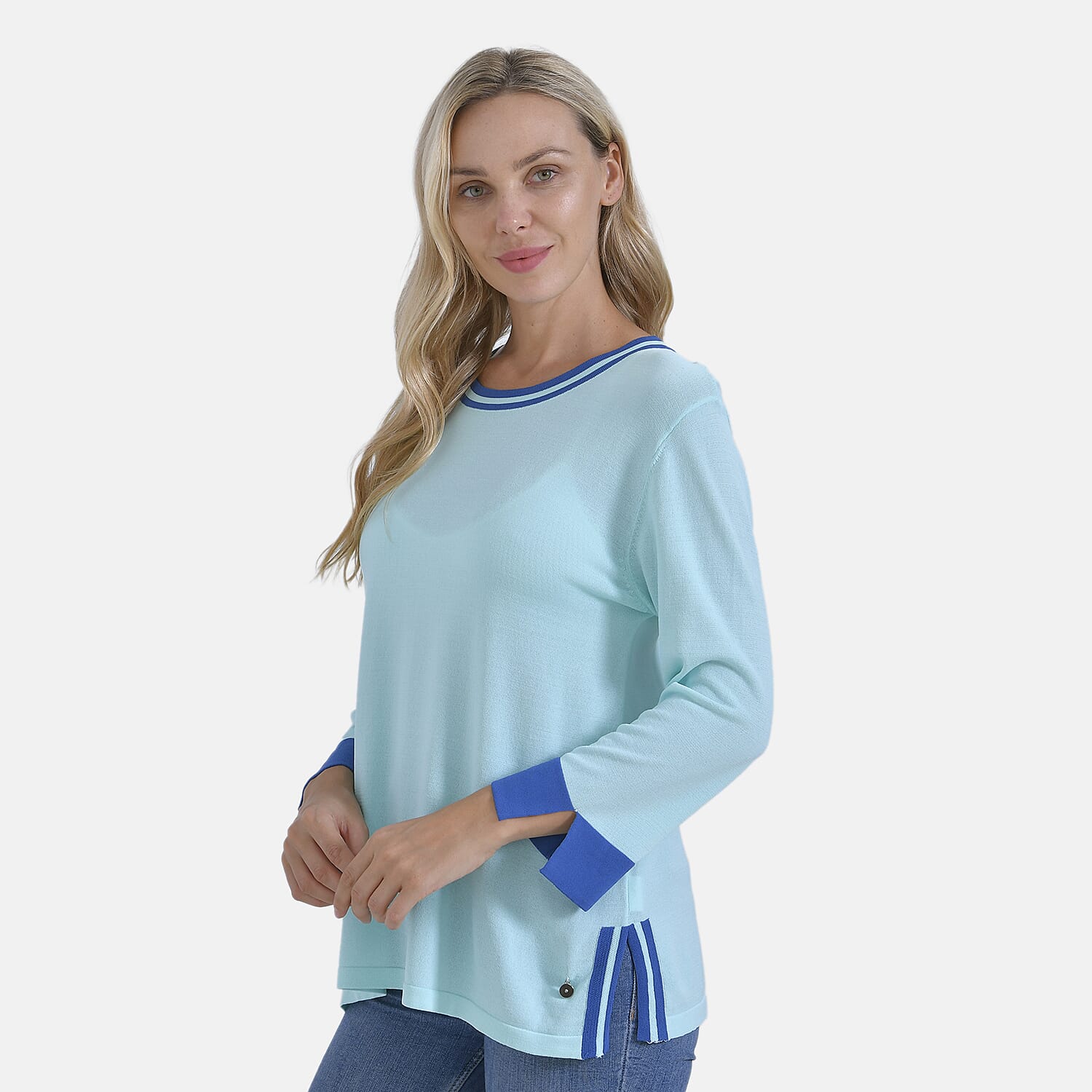 La Marey Round Neck Quarter Sleeve Jersey Top (Size 24 to 26) - Green