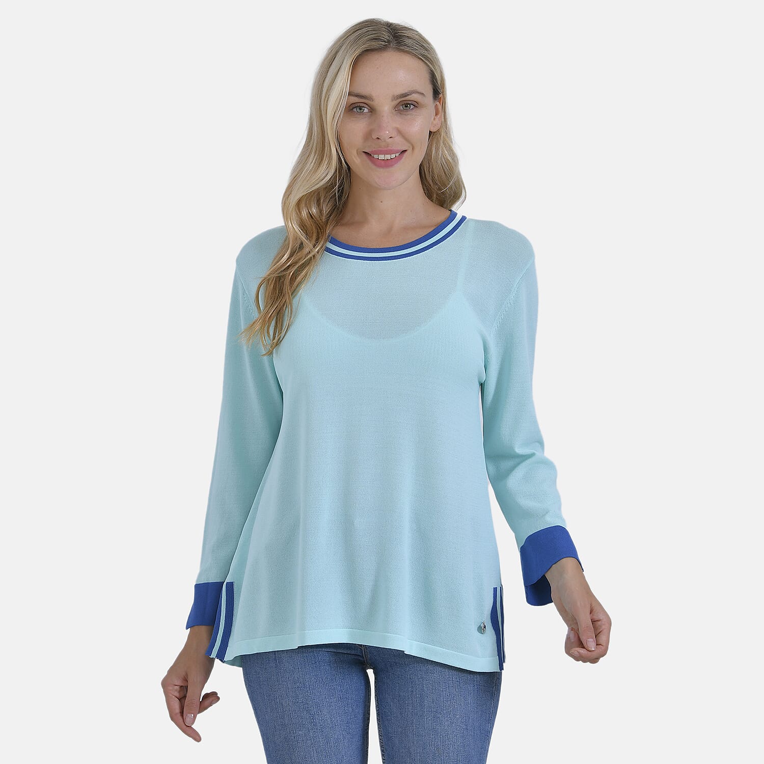 La Marey Round Neck Quarter Sleeve Jersey Top (Size 24 to 26) - Green