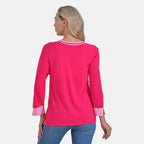 La Marey Round Neck Quarter Sleeve Jersey Top (Size 24 to 26) - Pink