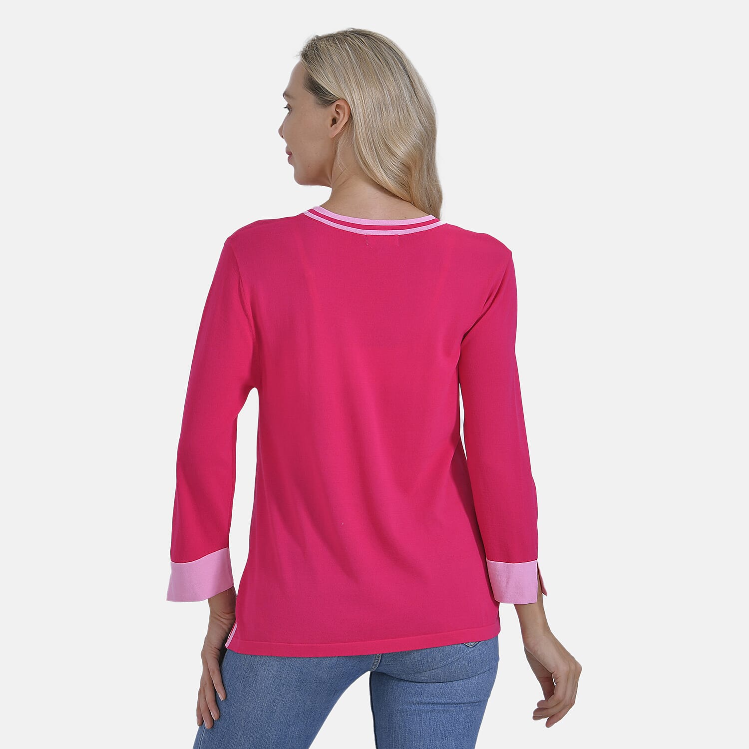 La Marey Round Neck Quarter Sleeve Jersey Top (Size 24 to 26) - Pink