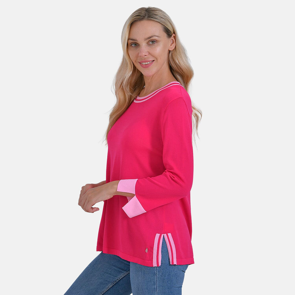 La Marey Round Neck Quarter Sleeve Jersey Top (Size 24 to 26) - Pink