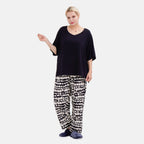 LA MAREY Loungewear Sets (Short Sleeves Top with Printed Trousers)  - Black (Size M)