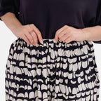 LA MAREY Loungewear Sets (Short Sleeves Top with Printed Trousers)  - Black (Size L)