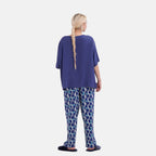 LA MAREY Loungewear Sets (Short Sleeves Top with Printed Trousers) - Dark Blue (Size XL)