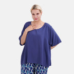LA MAREY Loungewear Sets (Short Sleeves Top with Printed Trousers) - Dark Blue (Size S)