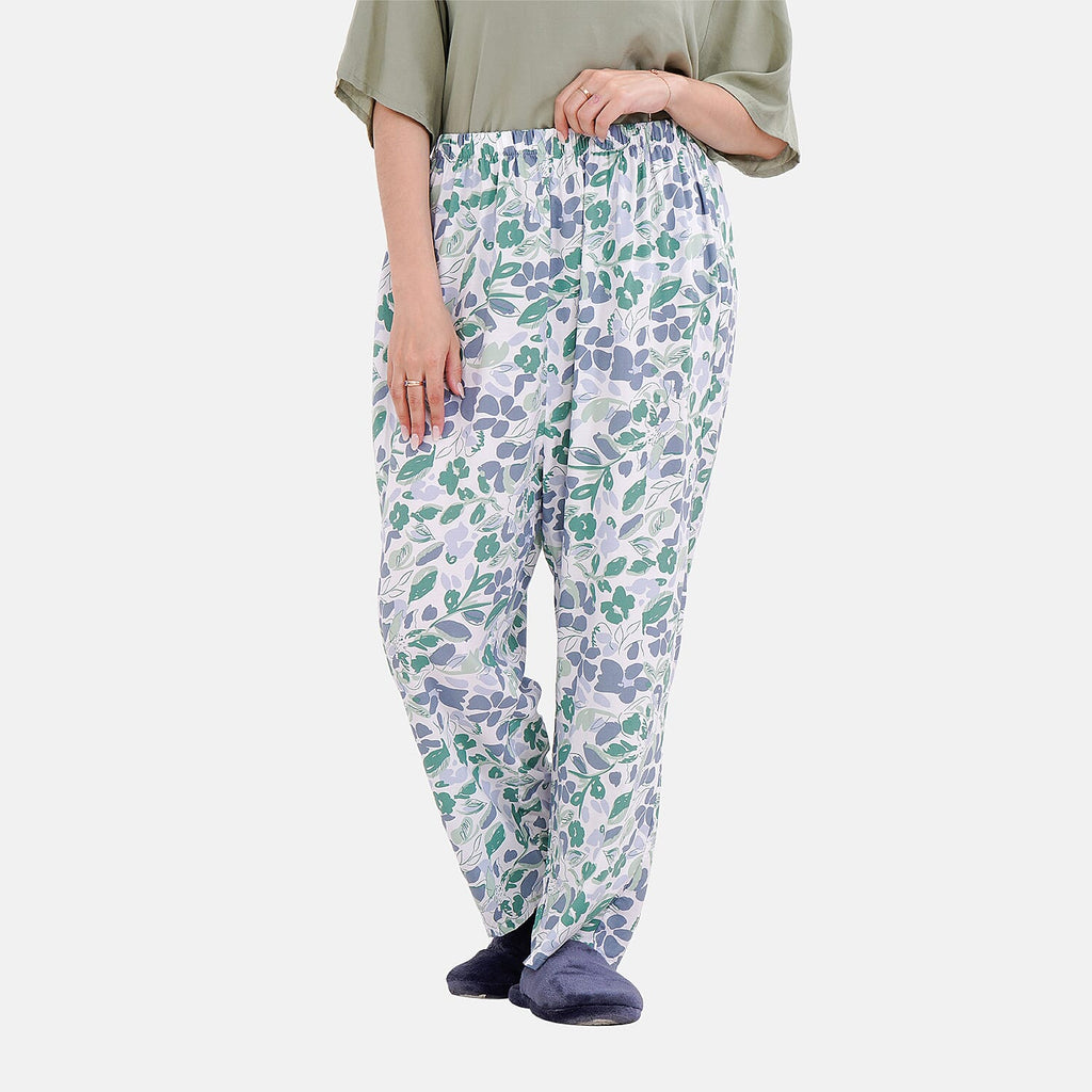 New Launch LA MAREY Loungewear Sets (Short Sleeves Top with Printed Trousers)  - Green (Size XL)