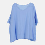 LA MAREY 100% Viscose Loungewear Sets (Short Sleeves Top with Irregular Pattern Trousers) - Light Blue (Size L)