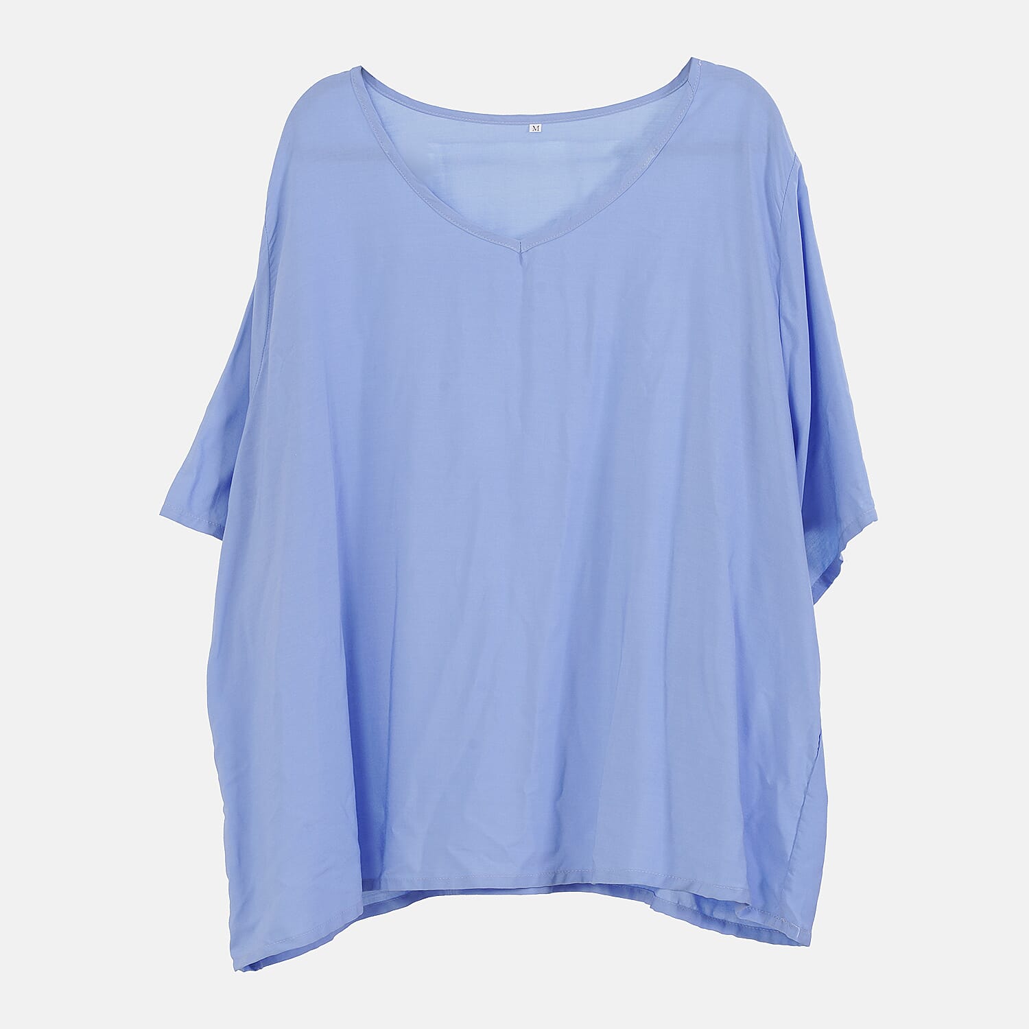 LA MAREY 100% Viscose Loungewear Sets (Short Sleeves Top with Irregular Pattern Trousers) - Light Blue (Size M)