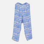 LA MAREY 100% Viscose Loungewear Sets (Short Sleeves Top with Irregular Pattern Trousers) - Light Blue (Size XL)