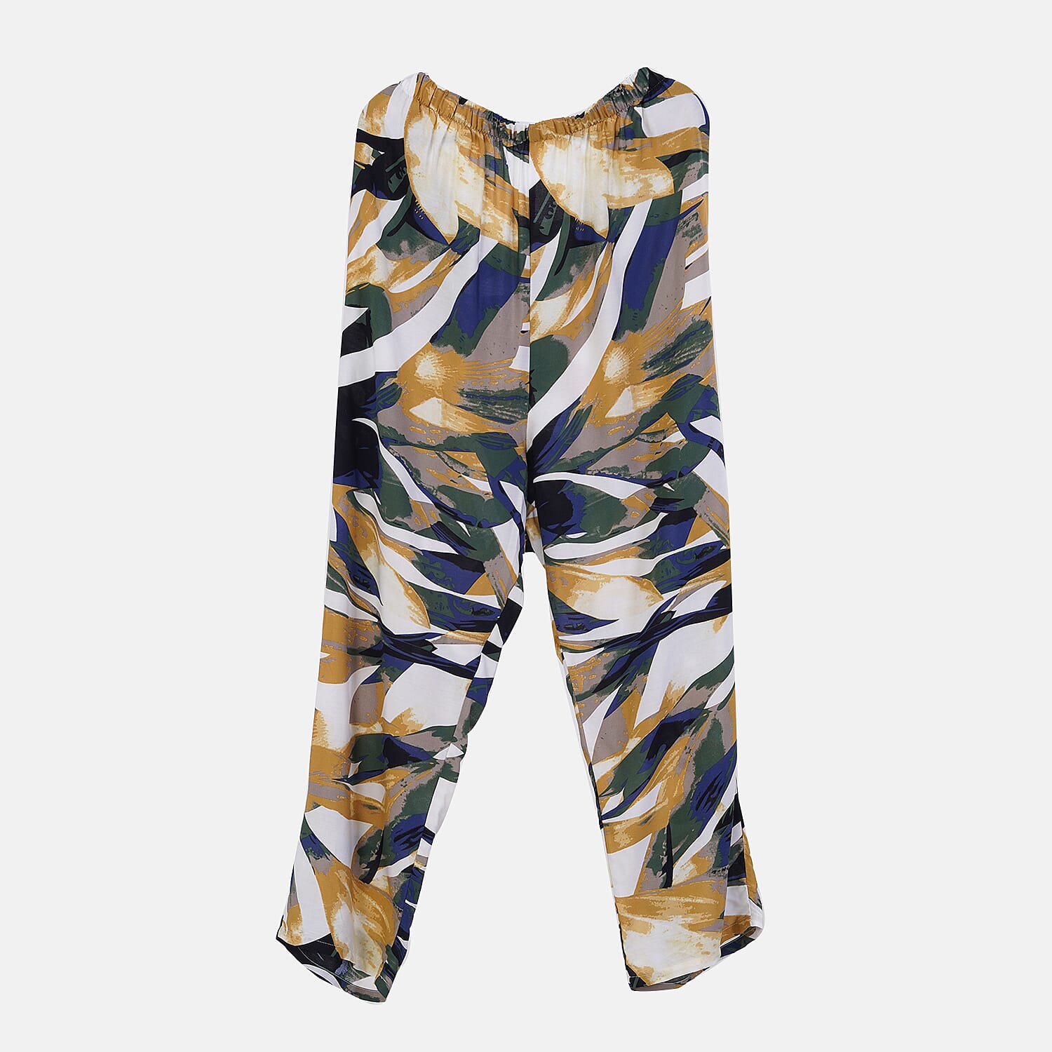 LA MAREY 100% Viscose Loungewear Sets (Short Sleeves Top with Art Printed Trousers) - Yellow - Black (Size L)