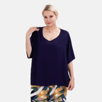 LA MAREY 100% Viscose Loungewear Sets (Short Sleeves Top with Art Printed Trousers) - Yellow - Black (Size XL)