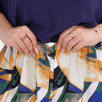 LA MAREY 100% Viscose Loungewear Sets (Short Sleeves Top with Art Printed Trousers) - Yellow - Black (Size XL)
