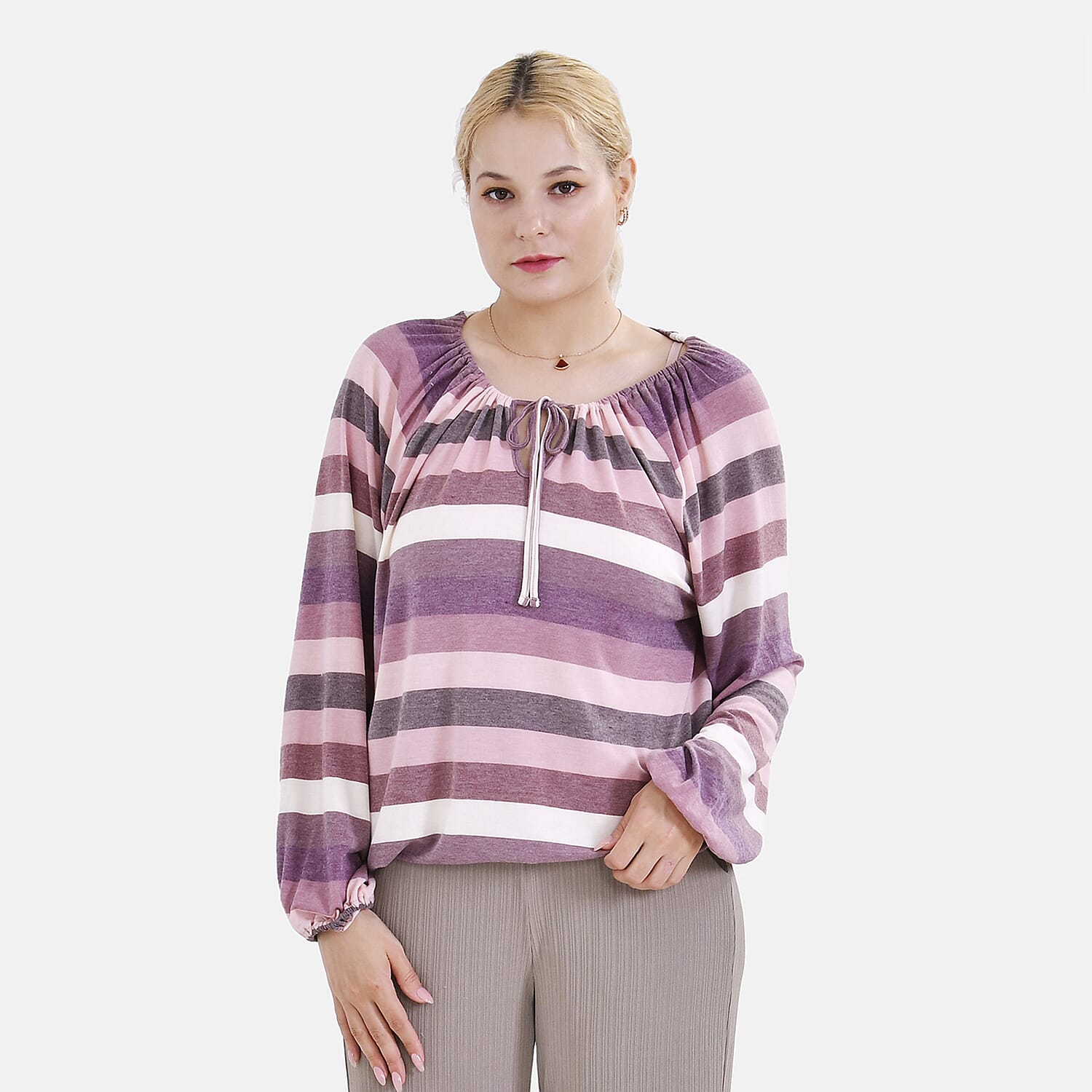 La Marey Viscose Stripe Top (Size S 8 to 10) - Multi Color