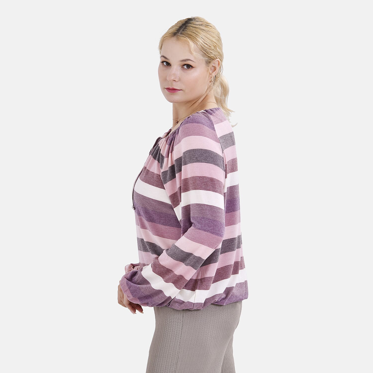 La Marey Viscose Stripe Top (Size S 8 to 10) - Multi Color