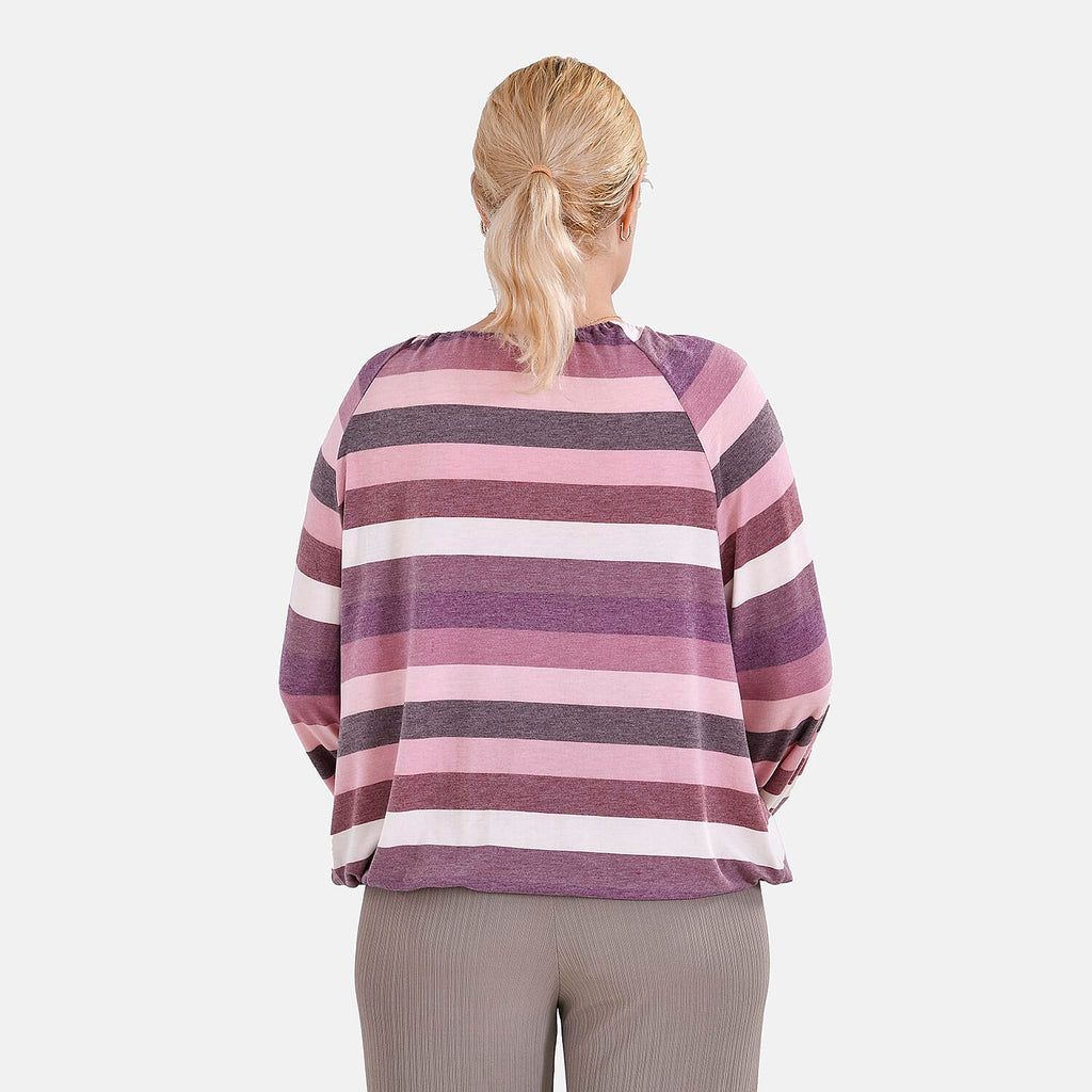 La Marey Viscose Stripe Top (Size XL 20 to 22) - Multi Color