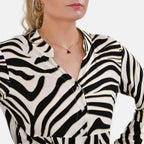 La Marey 100% Viscose Tree Pattern V-Neck Top (Size - S-M,10-14) - Black and White