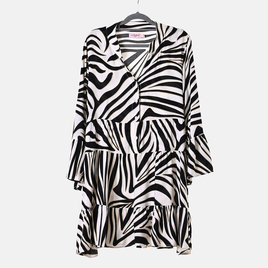La Marey 100% Viscose Tree Pattern V-Neck Top (Size - S-M,10-14) - Black and White