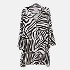 La Marey 100% Viscose Tree Pattern V-Neck Top (Size - S-M,10-14) - Black and White