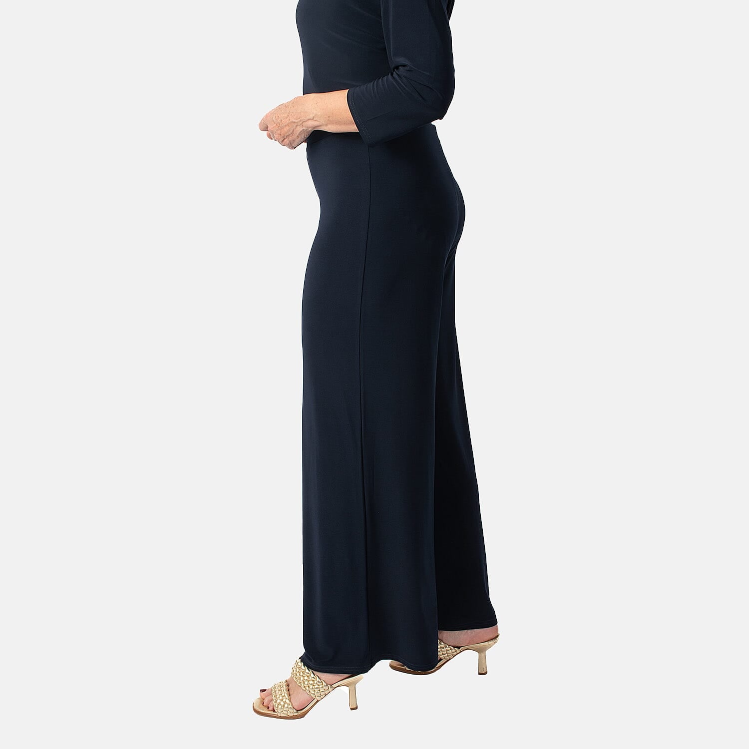 La Marey Wide Leg Pull on Trouser (Size L) - Navy