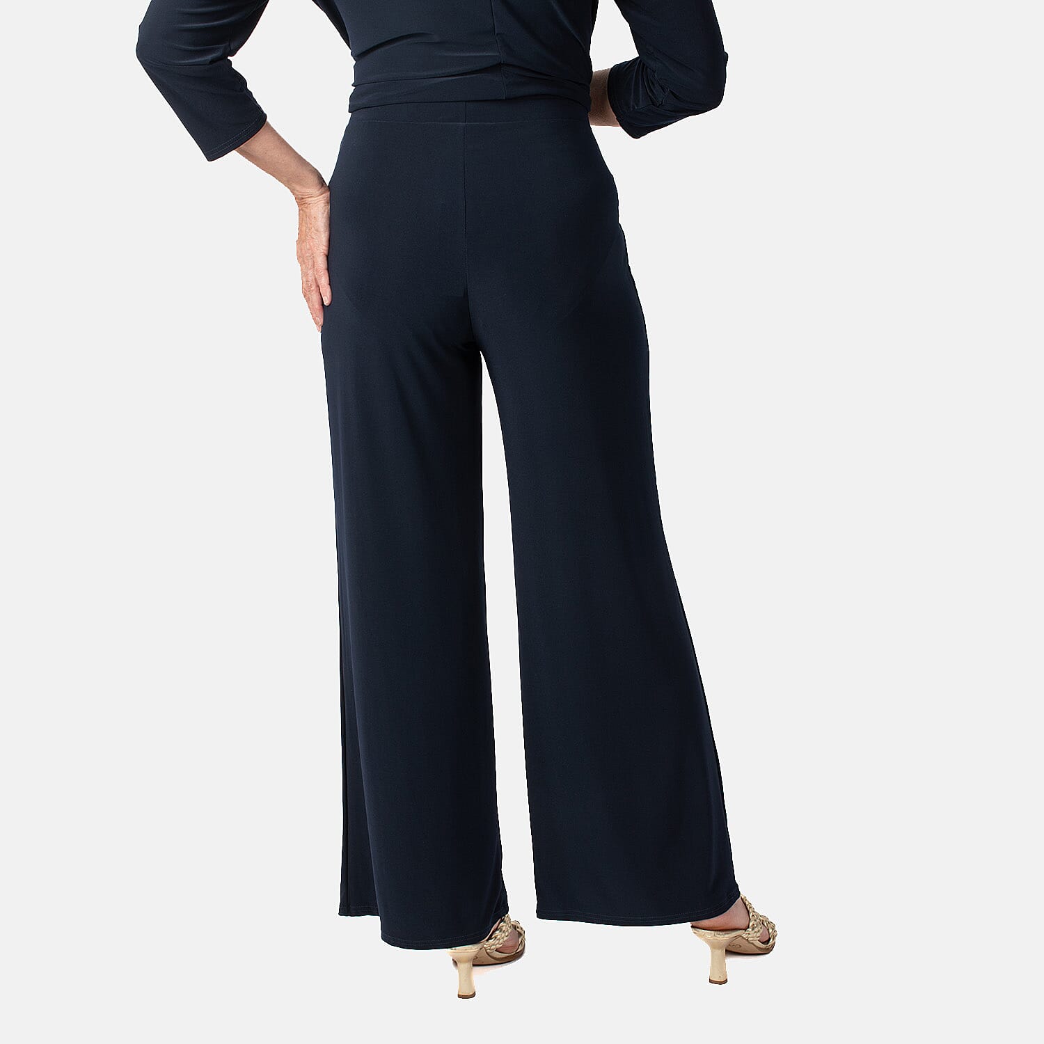 La Marey Wide Leg Pull on Trouser (Size L) - Navy