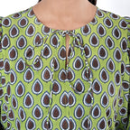 La Marey Womens Hand Block Print Cotton Dress (Size S) - Green