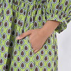 La Marey Womens Hand Block Print Cotton Dress (Size S) - Green