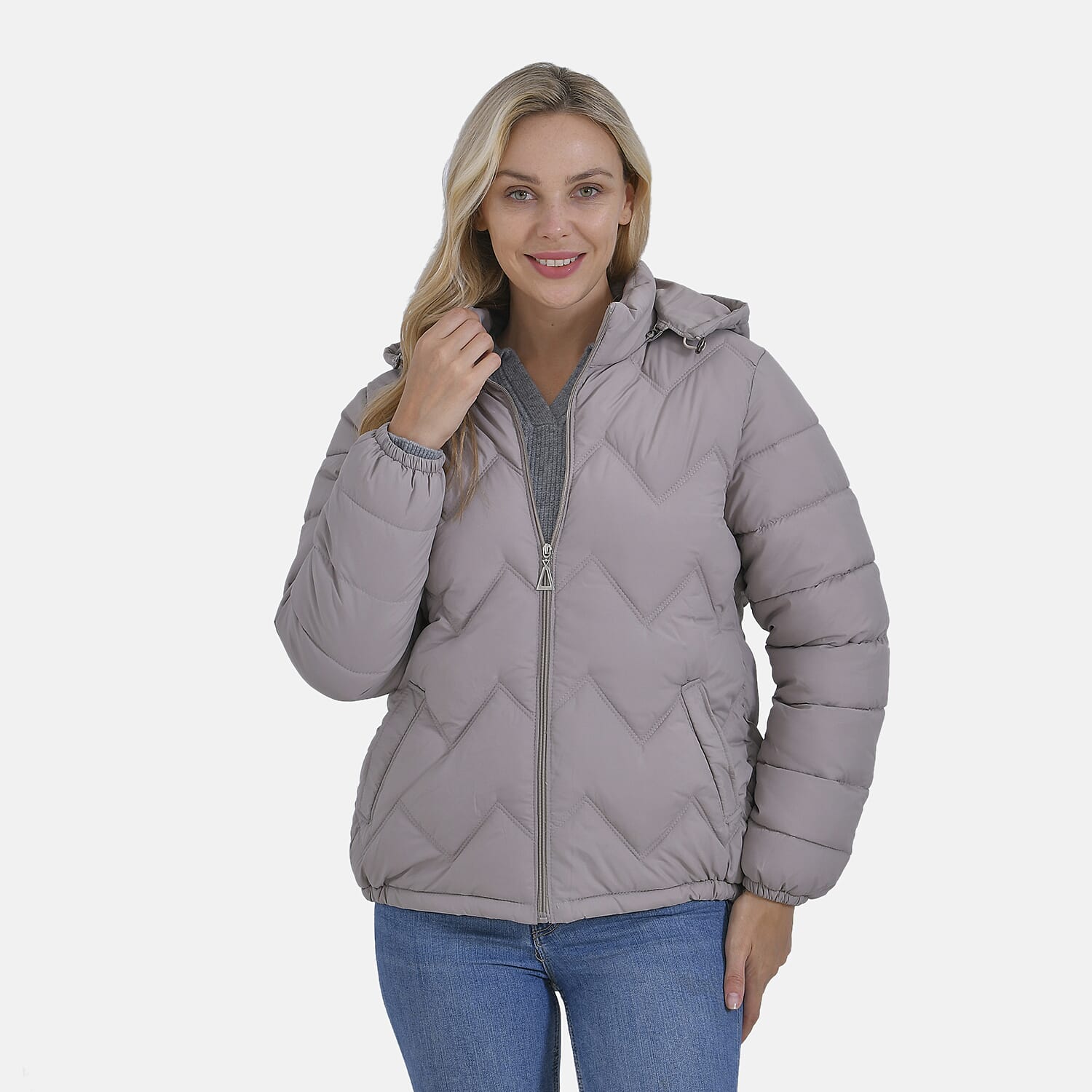 La Marey Lightning-Patterned Jacket (Size 24 to 26) - Beige