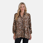 La Marey lepoard Blouse (Size 8 to 14) - Brown Leopard