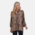 La Marey lepoard Blouse (Size 8 to 14) - Brown Leopard