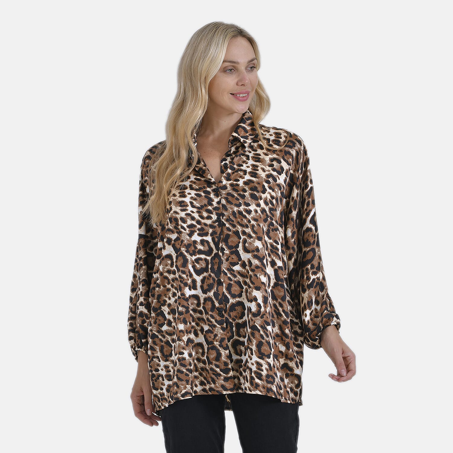 La Marey lepoard Blouse (Size 8 to 14) - Brown Leopard