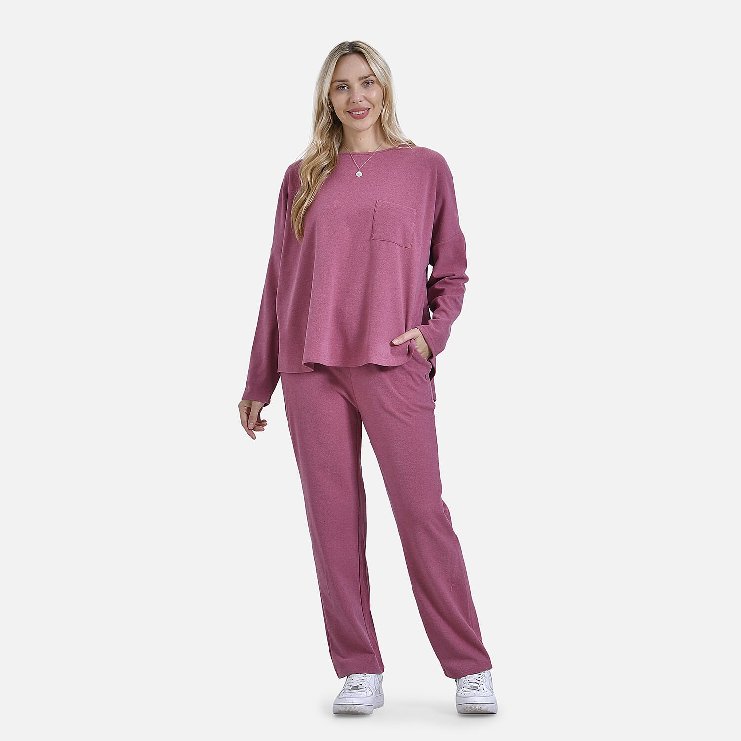La marey Full-Sleeve with Round Neck Casual top (Size S) - Pink
