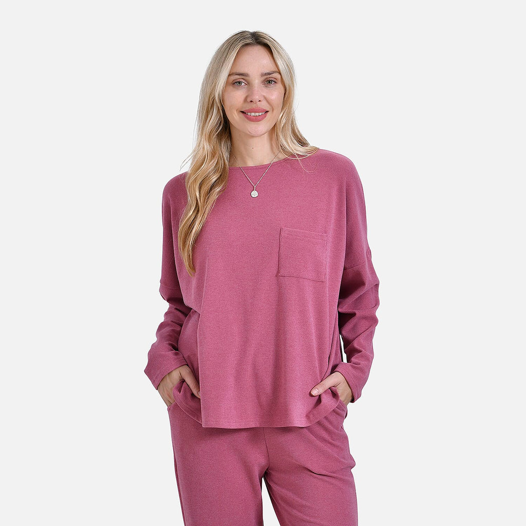 La marey Full-Sleeve with Round Neck Casual top (Size S) - Pink