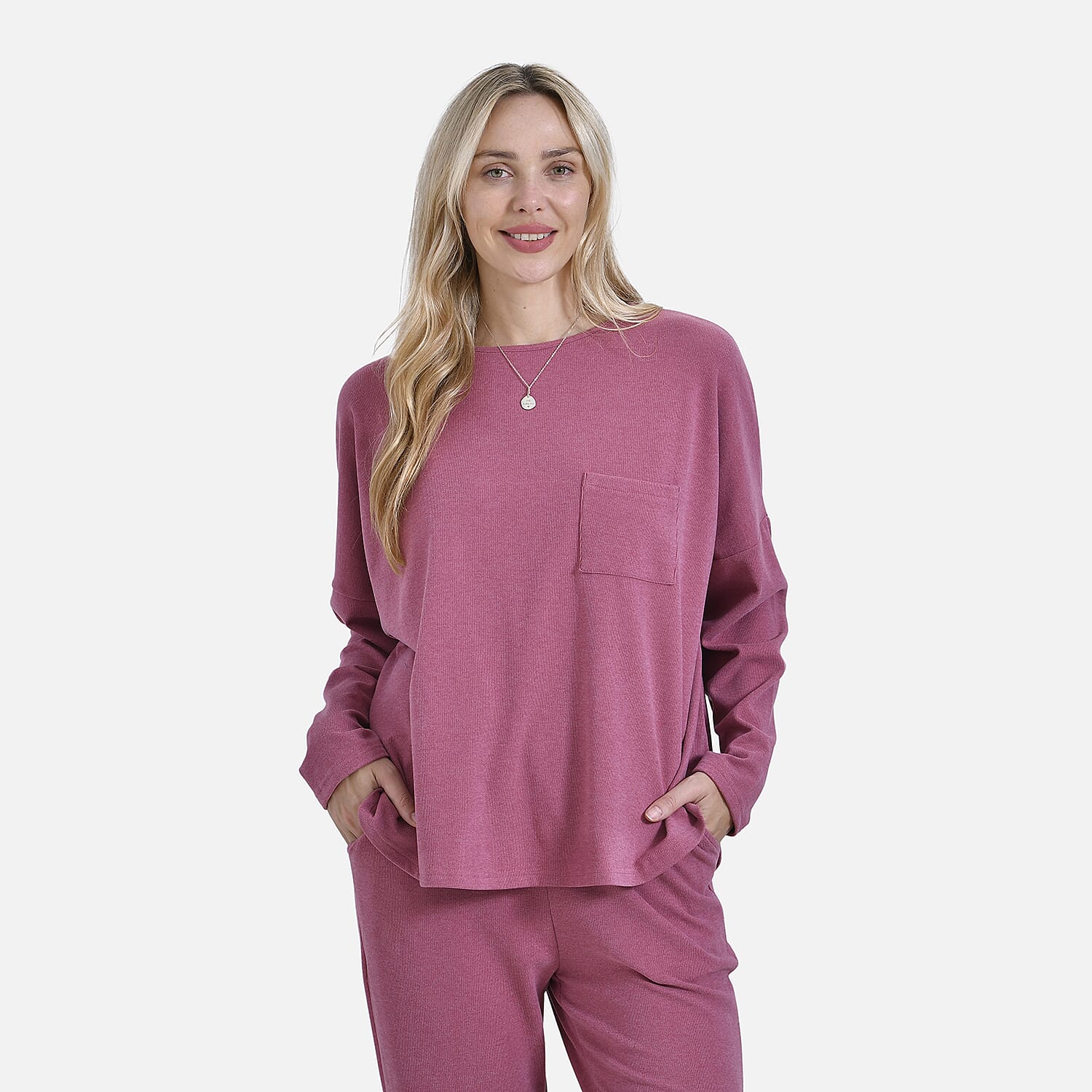 La marey Full-Sleeve with Round Neck Casual top (Size S) - Pink