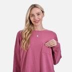 La marey Full-Sleeve with Round Neck Casual top (Size S) - Pink