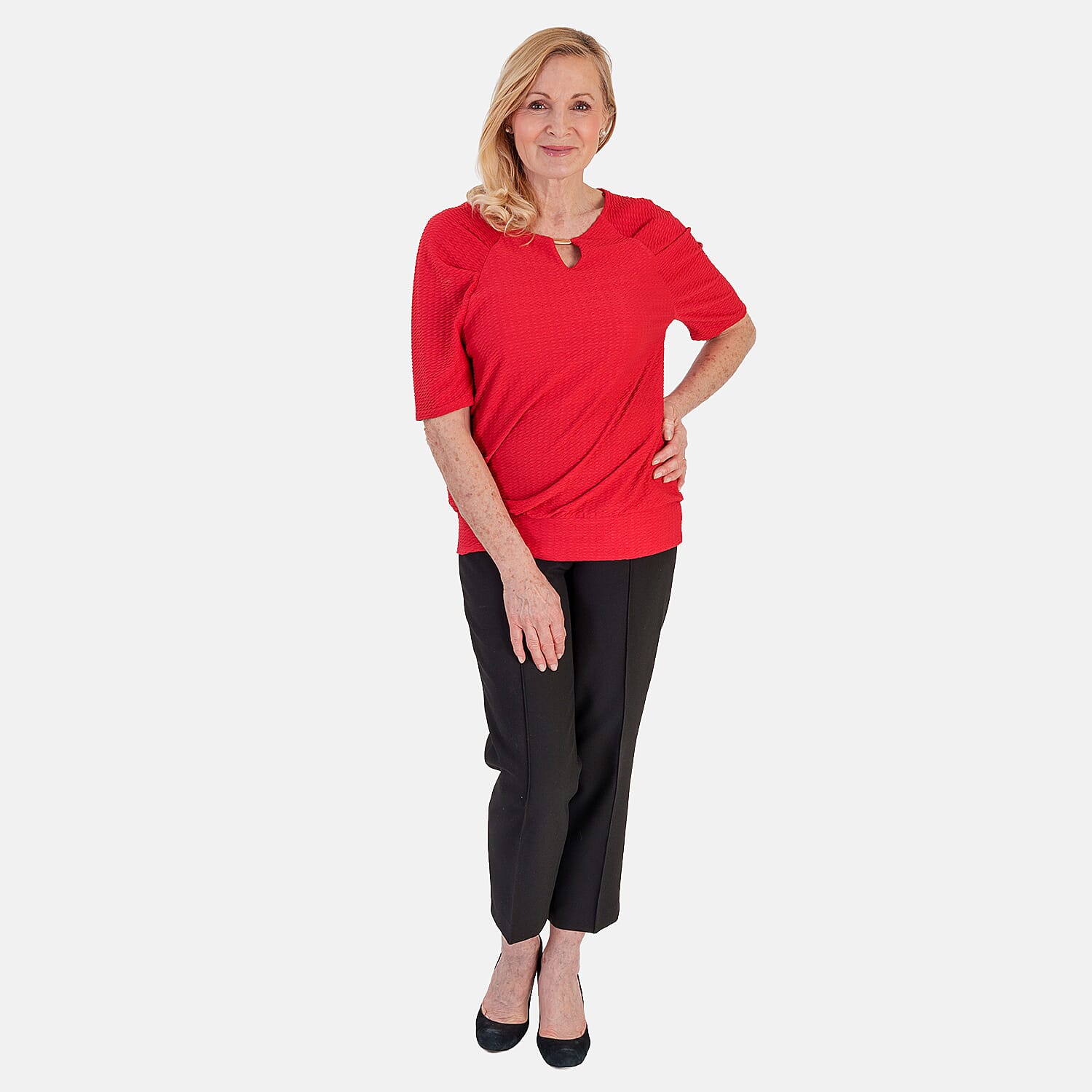 La Marey Textured Key Hole Top (Size 20) - Red
