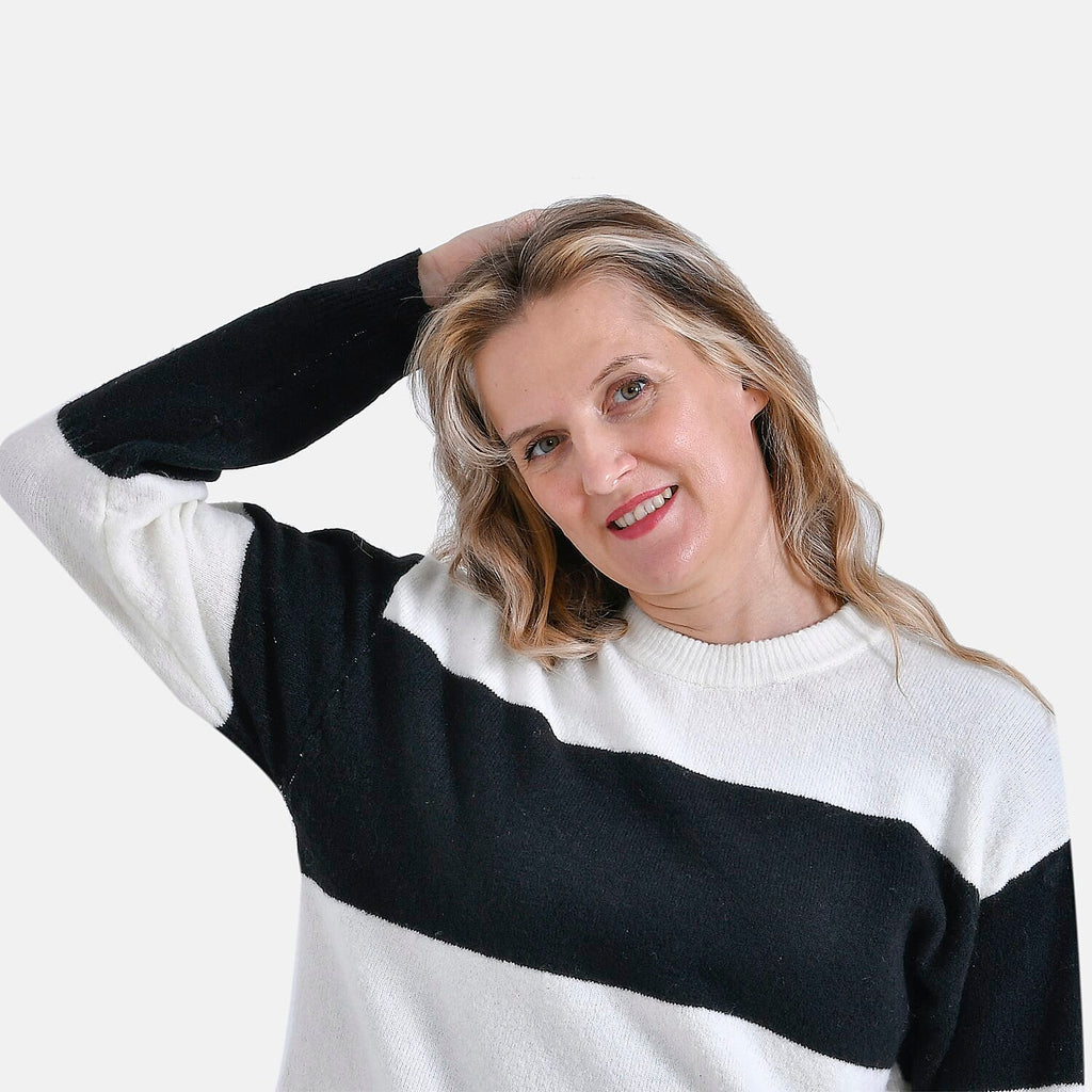 La Marey Striped Jumper (Size 12 to 14) - Black & White