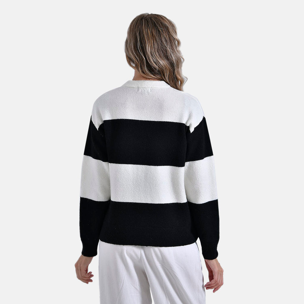 La Marey Striped Jumper (Size 8 to 10) - Black & White