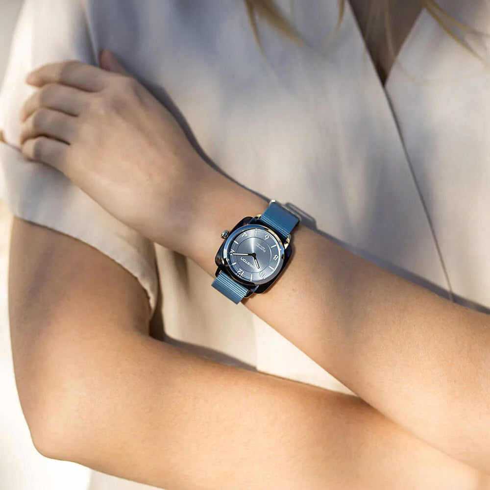 Briston Clubmaster Chic Quartz Movt. 10ATM WR Blue Dial Ladies Watch with Blue Nylon Strap