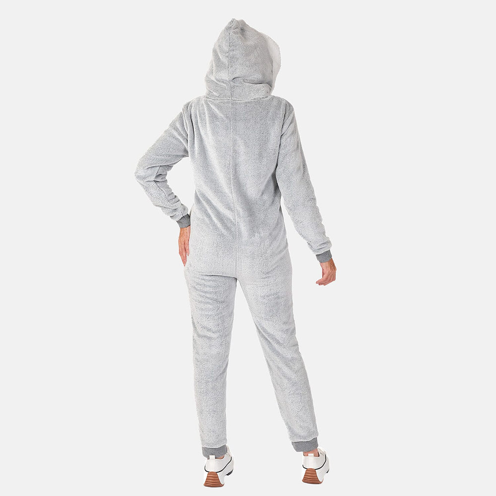 Ladies Cosy Fleece Onesie - (Size XL) Grey
