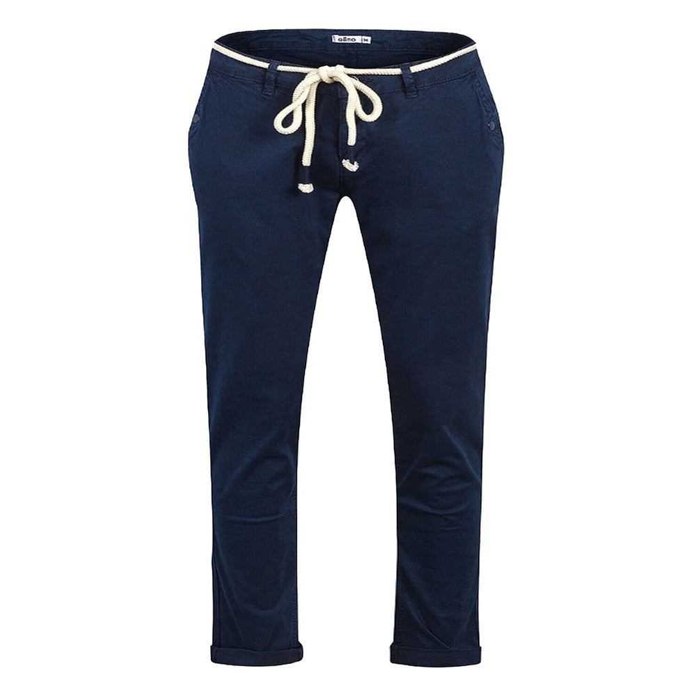 Ladies Cotton Blend Trousers with Rope Belt (Size - L) - Blue