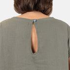 Ladies Crew Neck Linen Top (Size 14) - Khaki