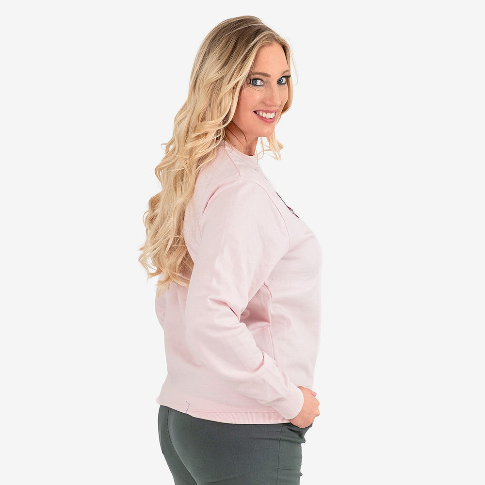 Ladies Flower Embridered Knitted Sweat Shirt (Size - Large) - Pink