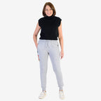 Ladies Flower Embroidered Cuffed Trousers (Size XL) - Grey