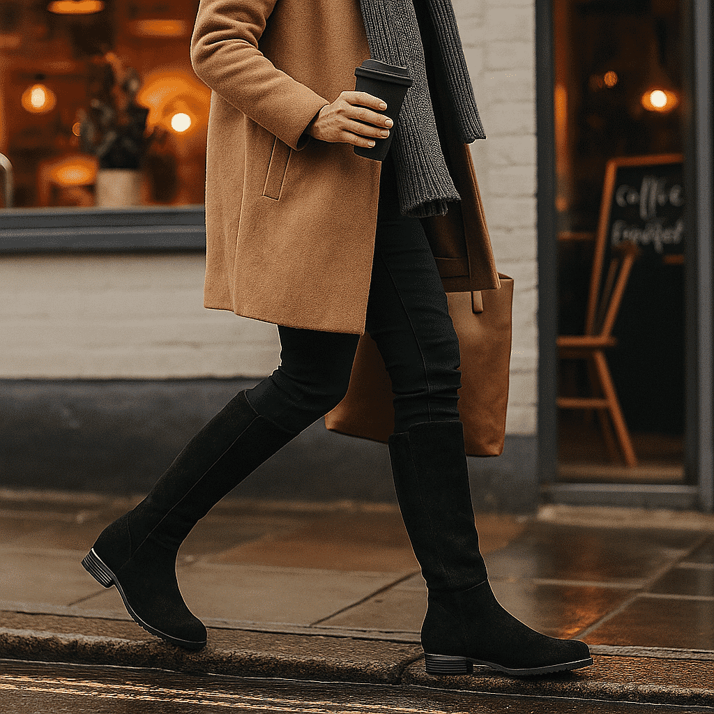 Ladies Microsuede EE WIDE FIT P-B High Leg Boots