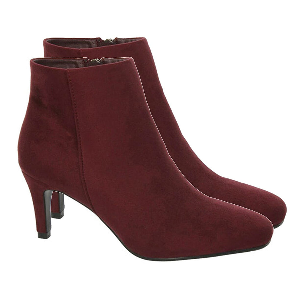 Ladies Kitten Heel Ankle Boots (Size 4) - Plum