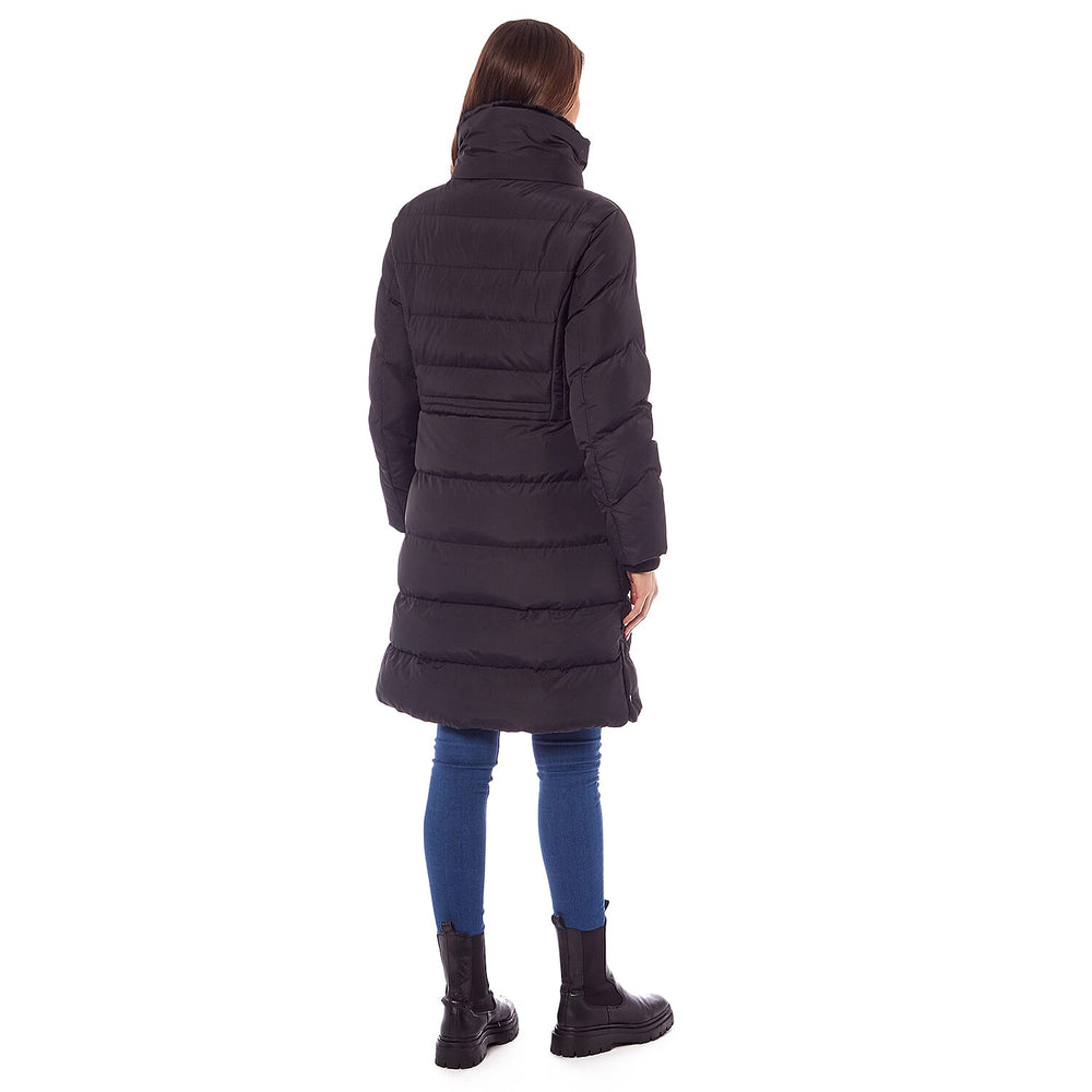 Ladies Padded Jacket With Inner Black Faux Fur Collar (Size 16) - Plum