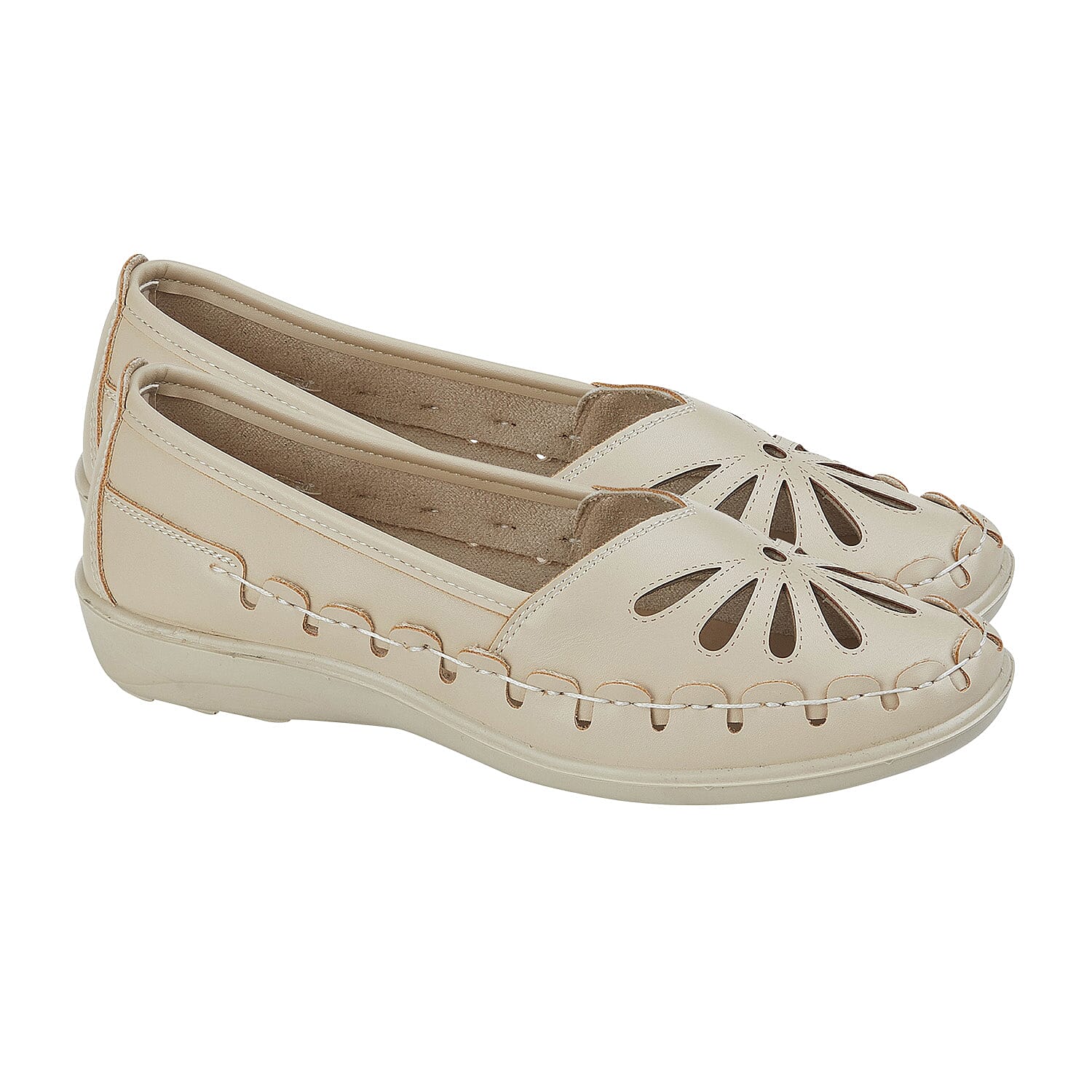 Shoe Tree Comfort Palma Lightweight Slip On Shoe (Size 3) - Beige