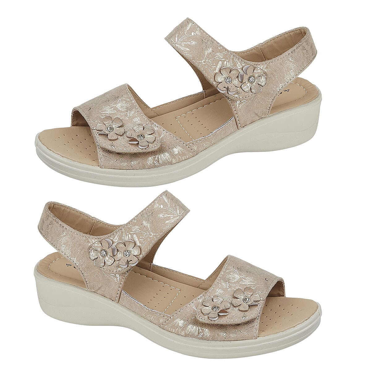 AZALEA Wedge Metallic Sandal Beige