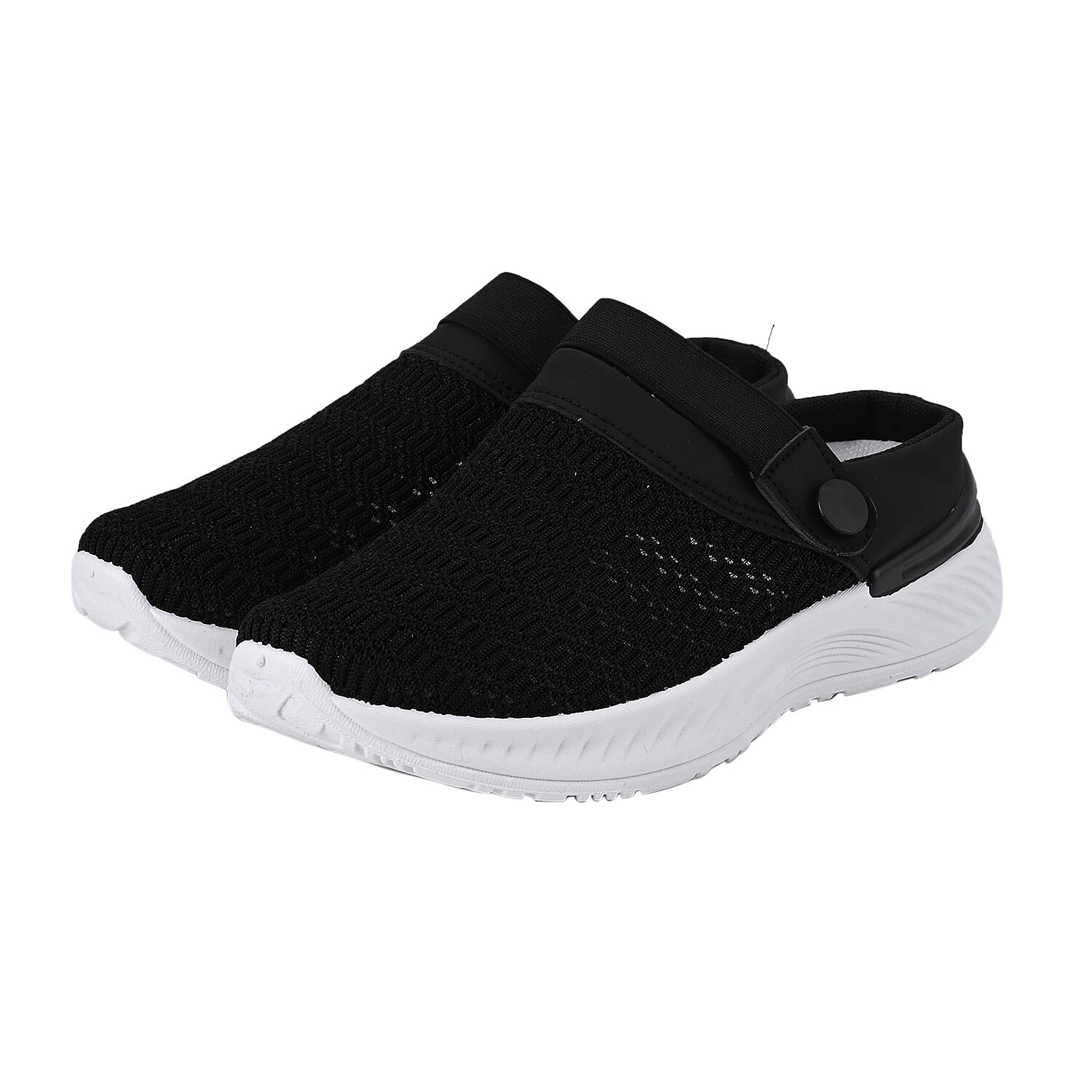 Knitted Vented Ladies Trainer with Rotary Buckle (Size 3) - Black